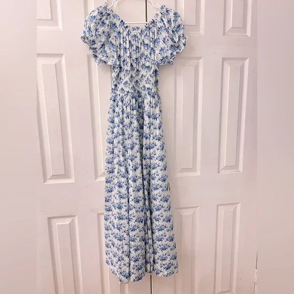 Doen Ashlynn Tie-detailed Shirred Floral dress, size S. US 2, new never worn. - Picture 9 of 9